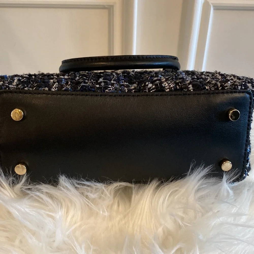 Kate Spade Black & Blue With Silver Flecks Tweed Crossbody Bag With Hand… - Picture 7 of 7